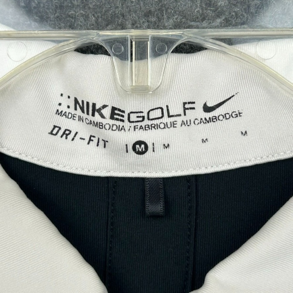 NIKE Golf Dri-Fit Women's Polo Shirt Medium Short Sleeve Black White Preppy - Picture 6 of 10